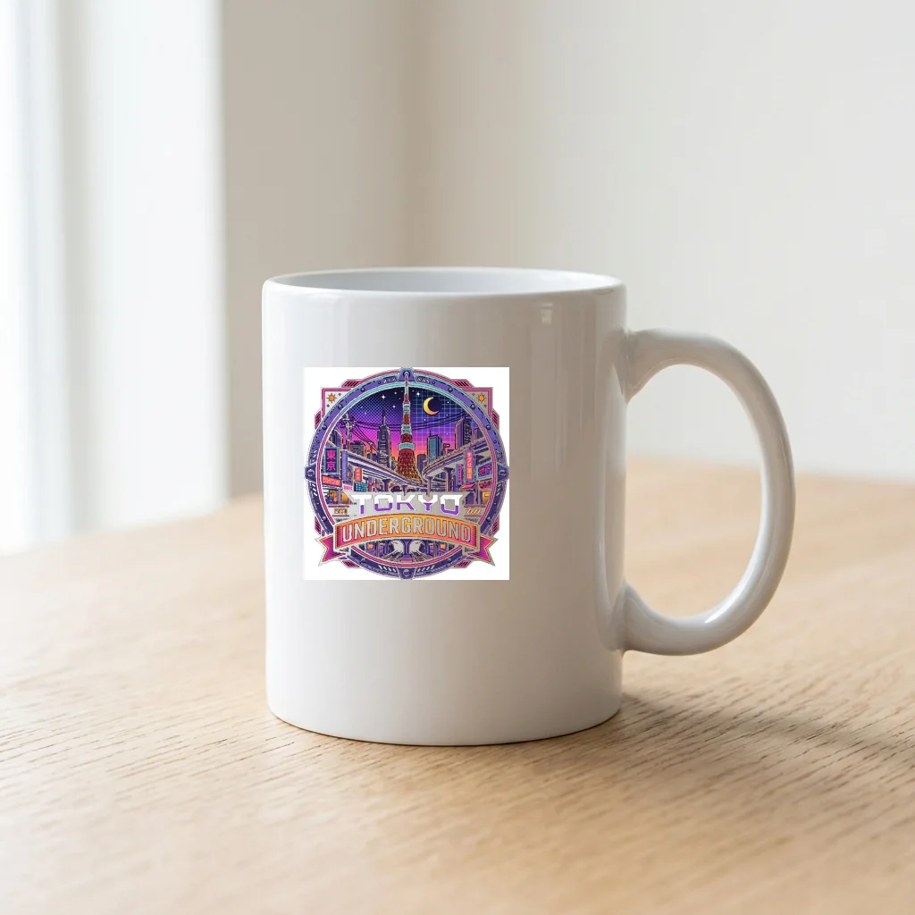 Outrun 1986 Neon Supercar — Ceramic Coffee Mug 11oz (Glossy White)