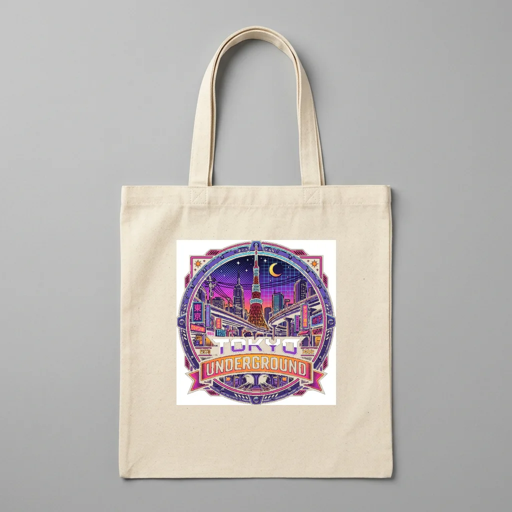 Outrun 1986 Neon Supercar — Organic Cotton Canvas Tote Bag (Natural)