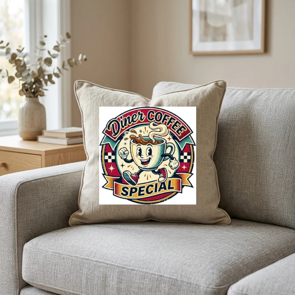 Cyber Sunset Horizon Drive — Square Linen Throw Pillow 18x18 (Natural Linen)