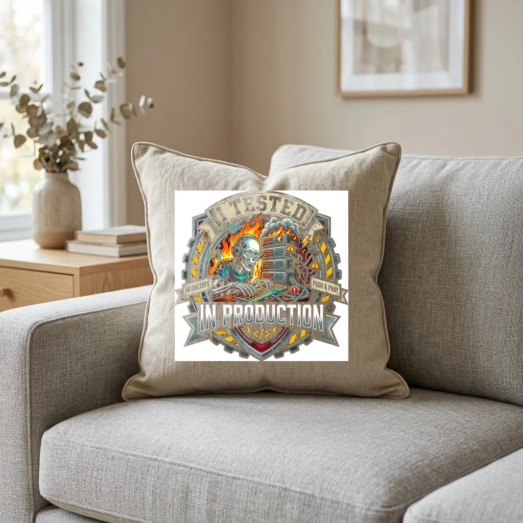 Neon Boulevard Midnight Cruise — Square Linen Throw Pillow 18x18 (Natural Linen)