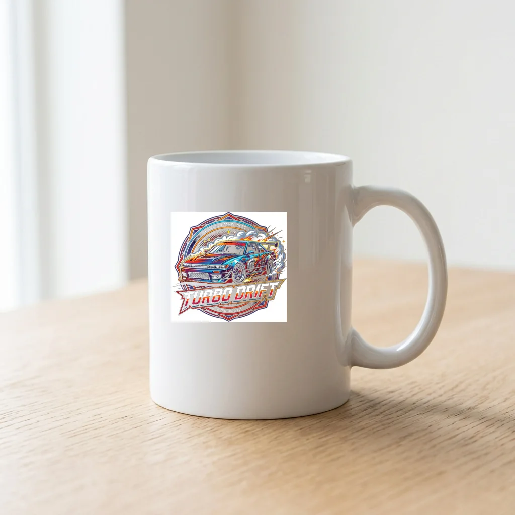 Synthwave Highway Endless Road — Ceramic Coffee Mug 11oz (Glossy White)
