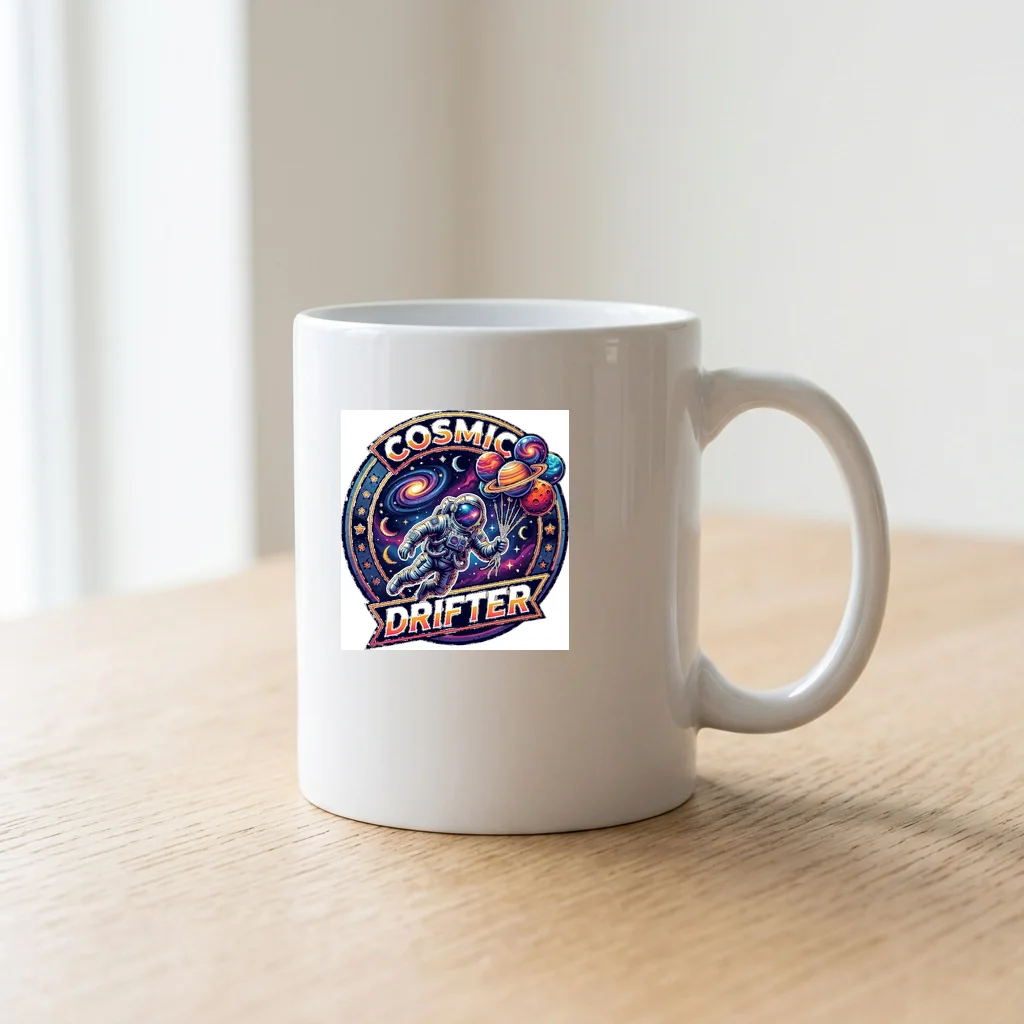Synthwave Moon Neon Reflection — Ceramic Coffee Mug 11oz (Glossy White)