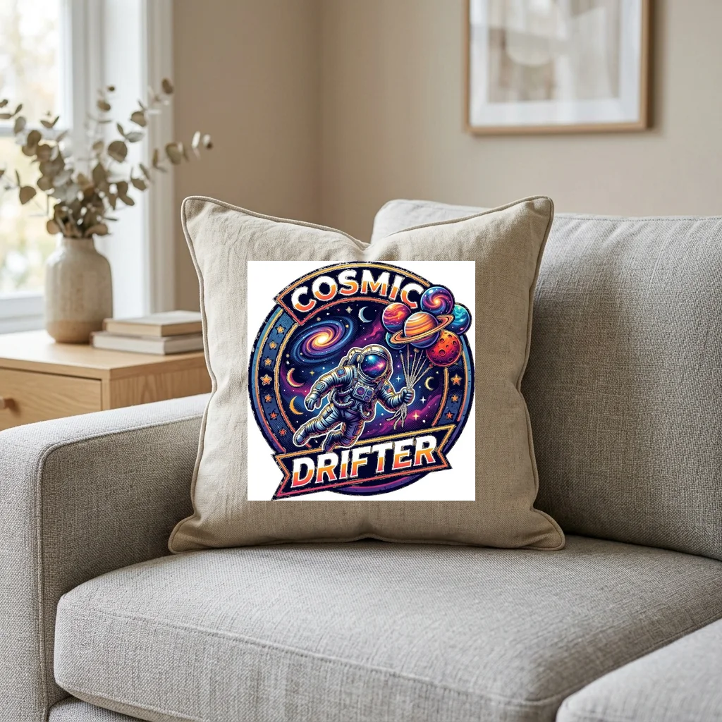 Synthwave Moon Neon Reflection — Square Linen Throw Pillow 18x18 (Natural Linen)
