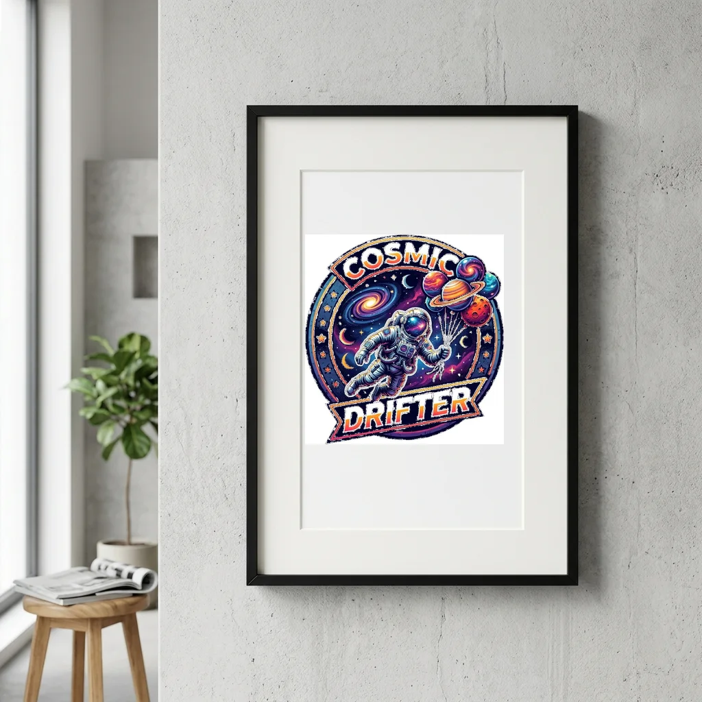 Synthwave Moon Neon Reflection — Gallery Framed Art Poster (Exhibition Frame)