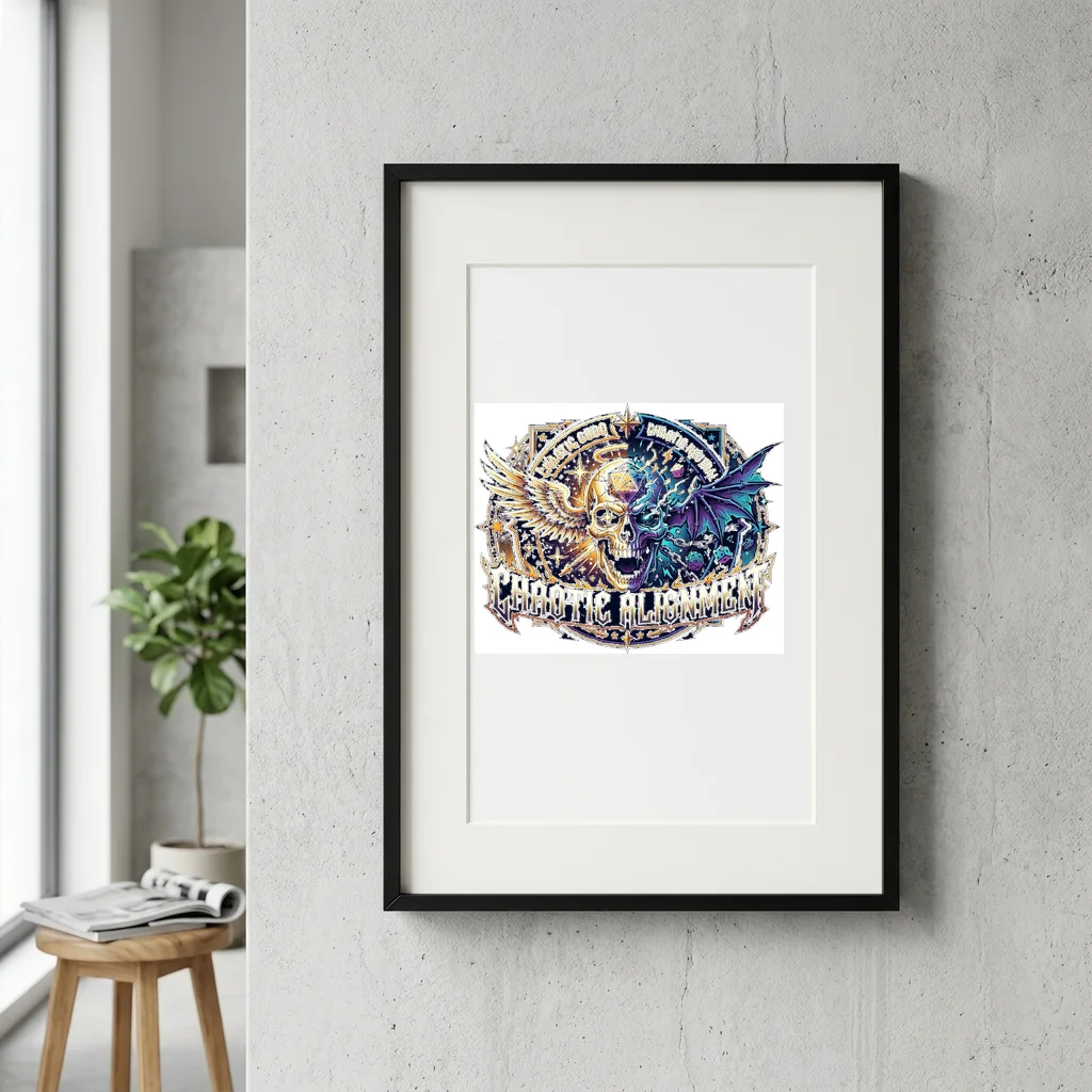 Neon Laser Beam Grid Line — Gallery Framed Art Poster (Exhibition Frame)