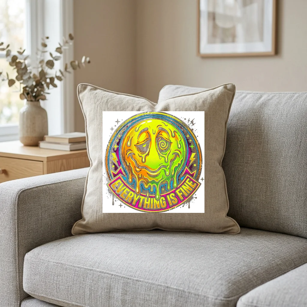 Neon Cocktail Nightclub Glow — Square Linen Throw Pillow 18x18 (Natural Linen)