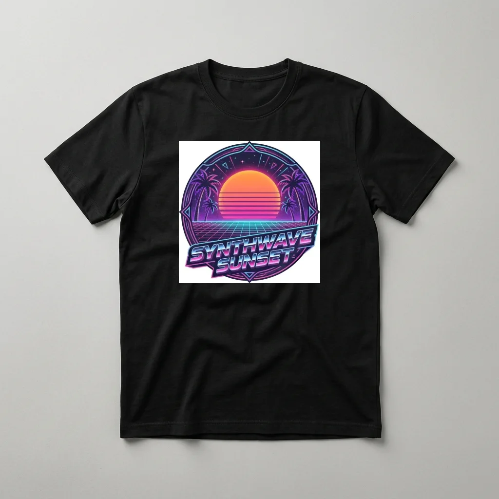 Palm Tree Silhouette Neon Glow — Classic Streetwear T-Shirt (Jet Black)