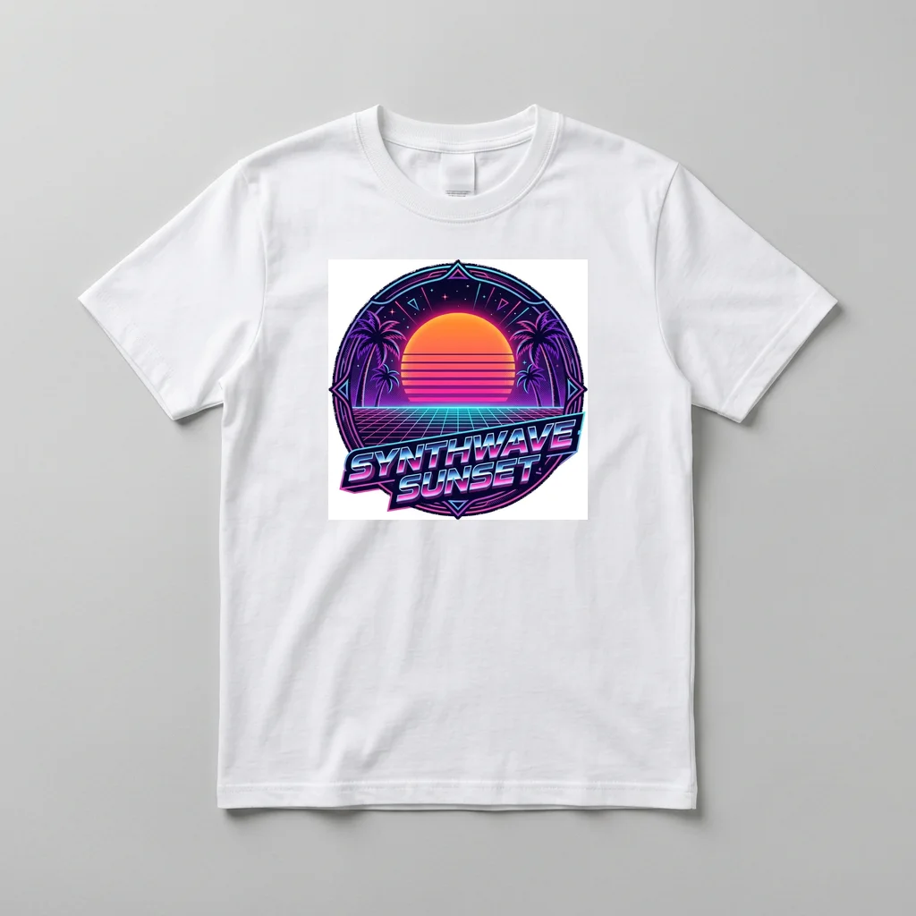 Palm Tree Silhouette Neon Glow — Everyday Crewneck Tee (Pure White)