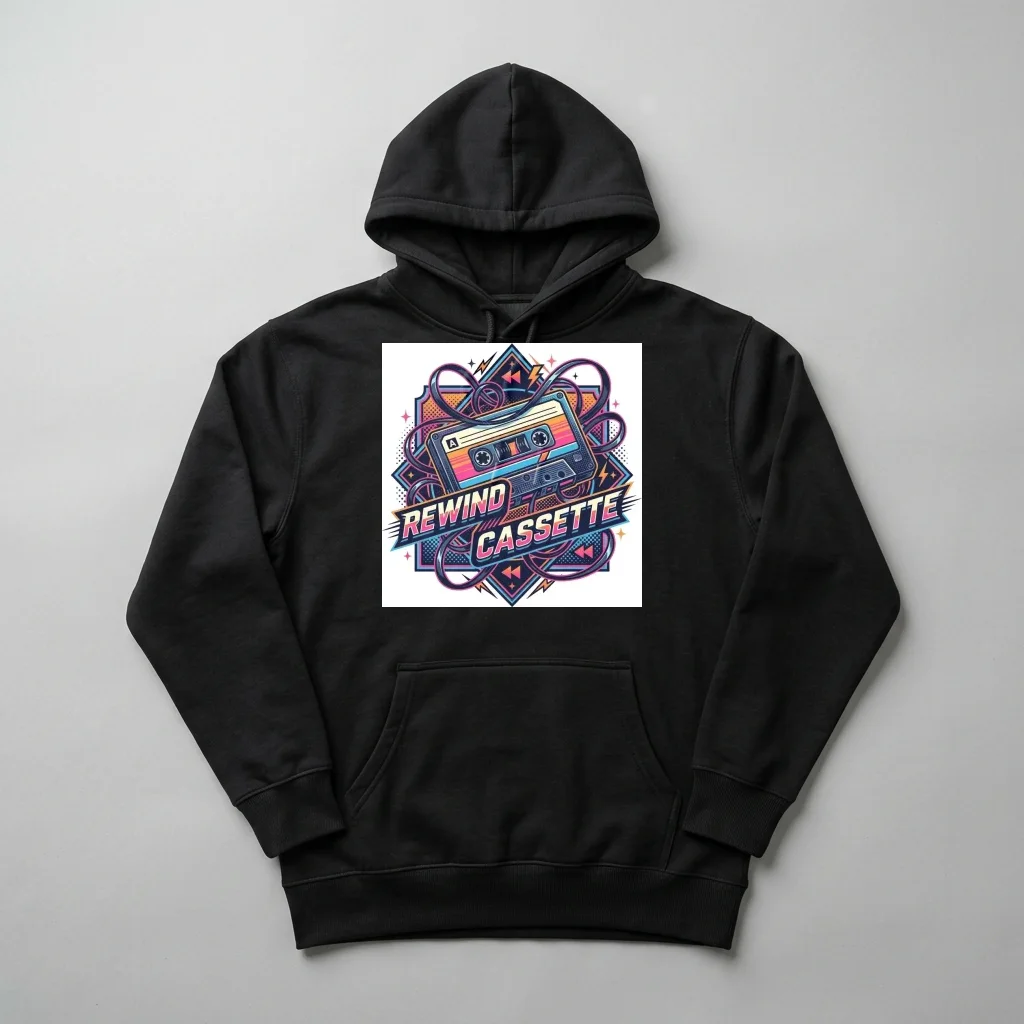 Synthwave Cyber Delorean Speed — Heavyweight Pullover Hoodie (Charcoal Black)
