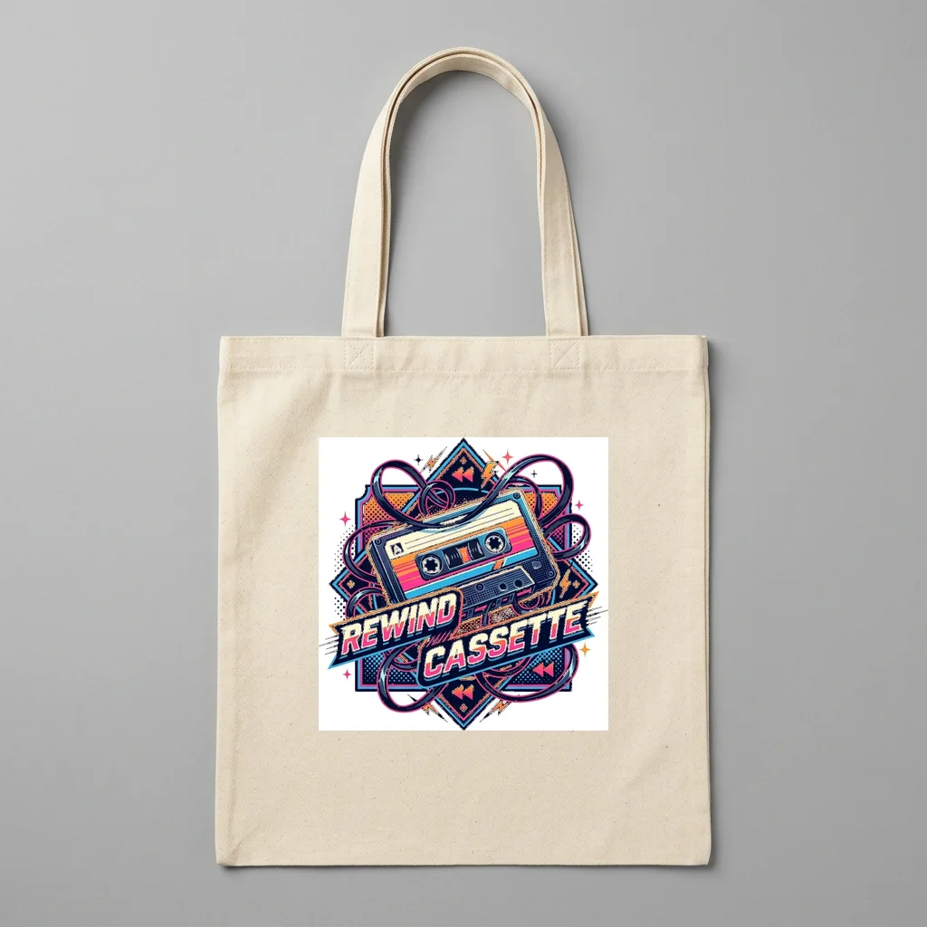 Synthwave Cyber Delorean Speed — Organic Cotton Canvas Tote Bag (Natural)