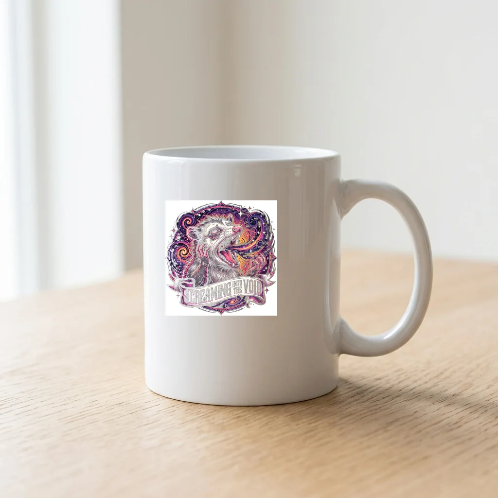 Vaporwave Japanese Glitch Statue — Ceramic Coffee Mug 11oz (Glossy White)