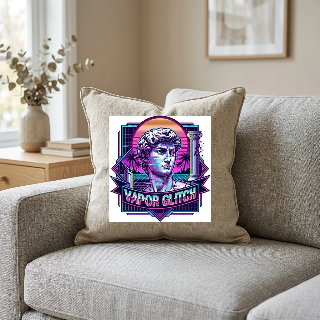 Boombox 80s Street Hip Hop — Square Linen Throw Pillow 18x18 (Natural Linen)