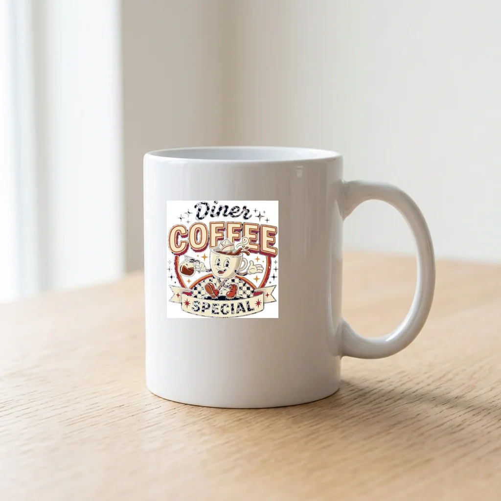Turntable Scratch DJ Slipmat — Ceramic Coffee Mug 11oz (Glossy White)
