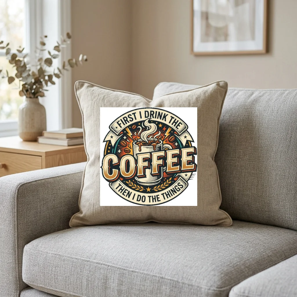 Microphone Smoke Club Gig — Square Linen Throw Pillow 18x18 (Natural Linen)
