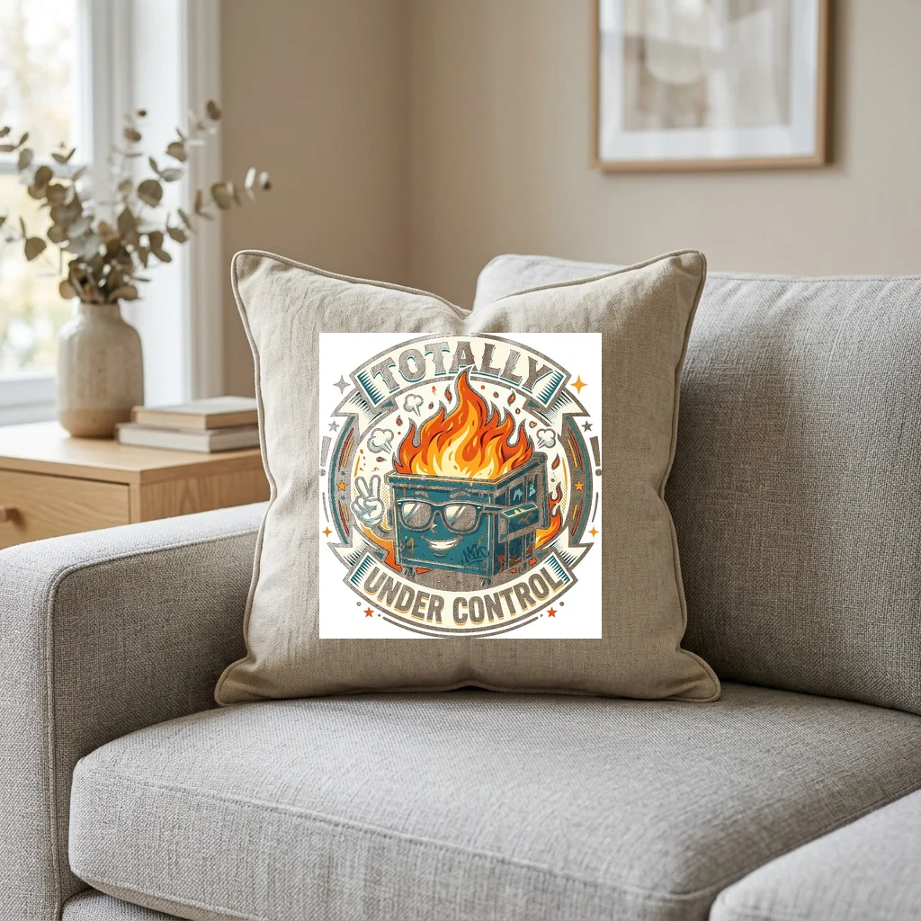 Vinyl Turntable Needle Drop — Square Linen Throw Pillow 18x18 (Natural Linen)