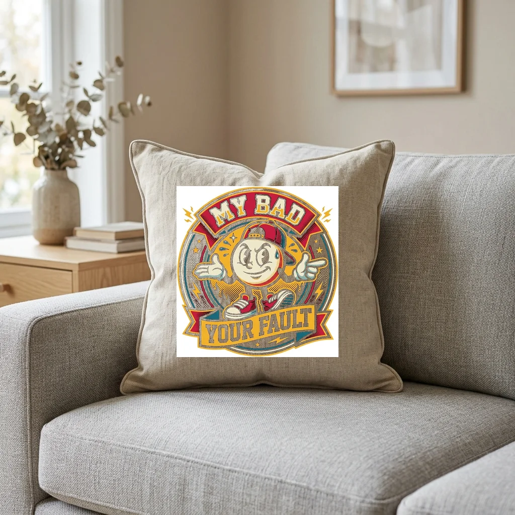 Drum Sticks Crossed Beat — Square Linen Throw Pillow 18x18 (Natural Linen)