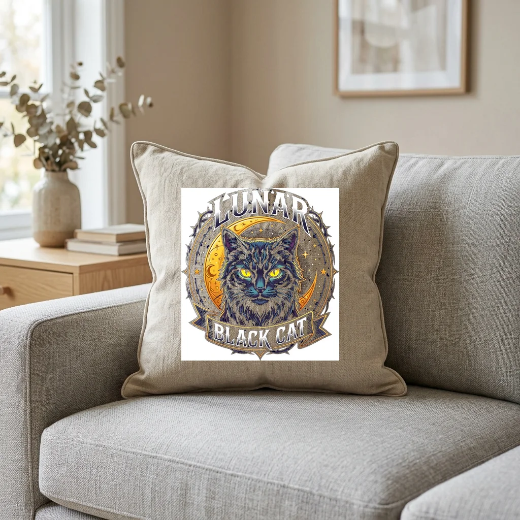 Distressed Gothic Letterform Badge — Square Linen Throw Pillow 18x18 (Natural Linen)