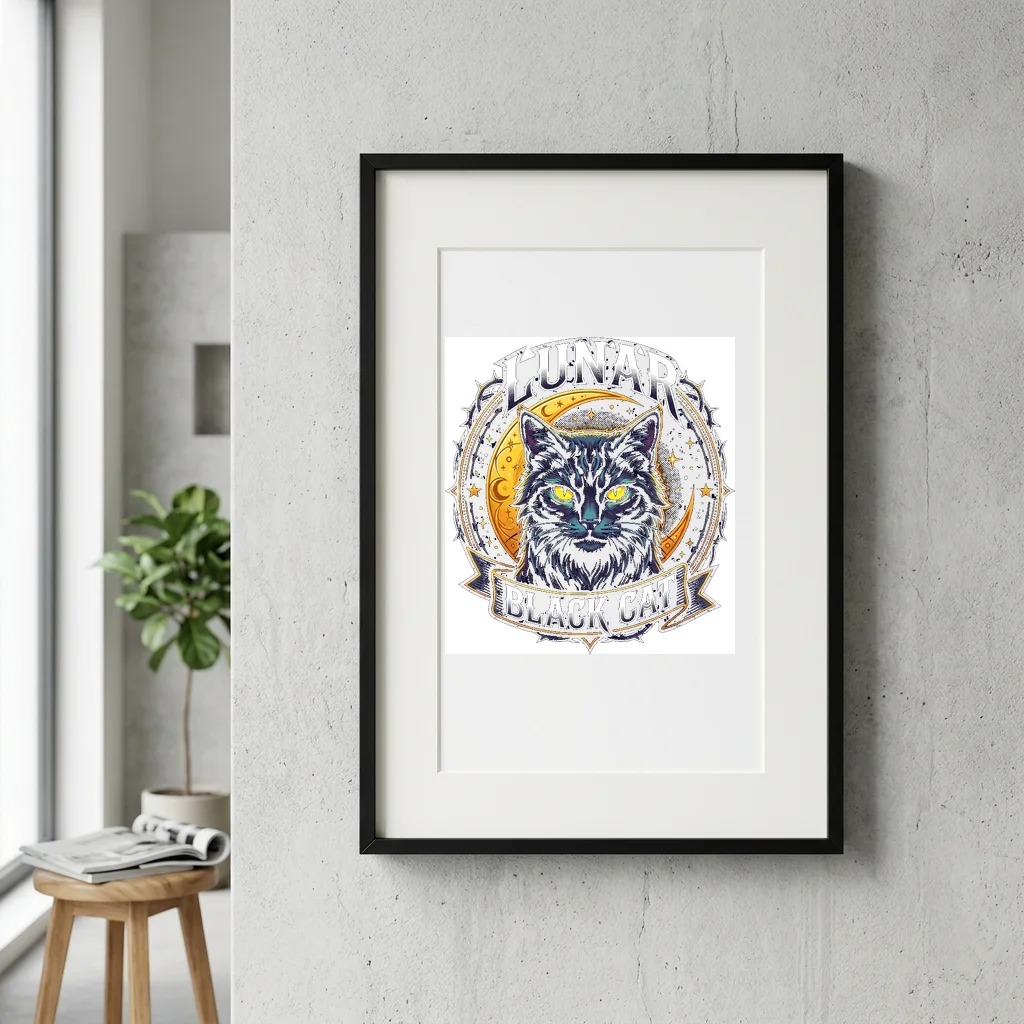 Distressed Gothic Letterform Badge — Gallery Framed Art Poster (Exhibition Frame)