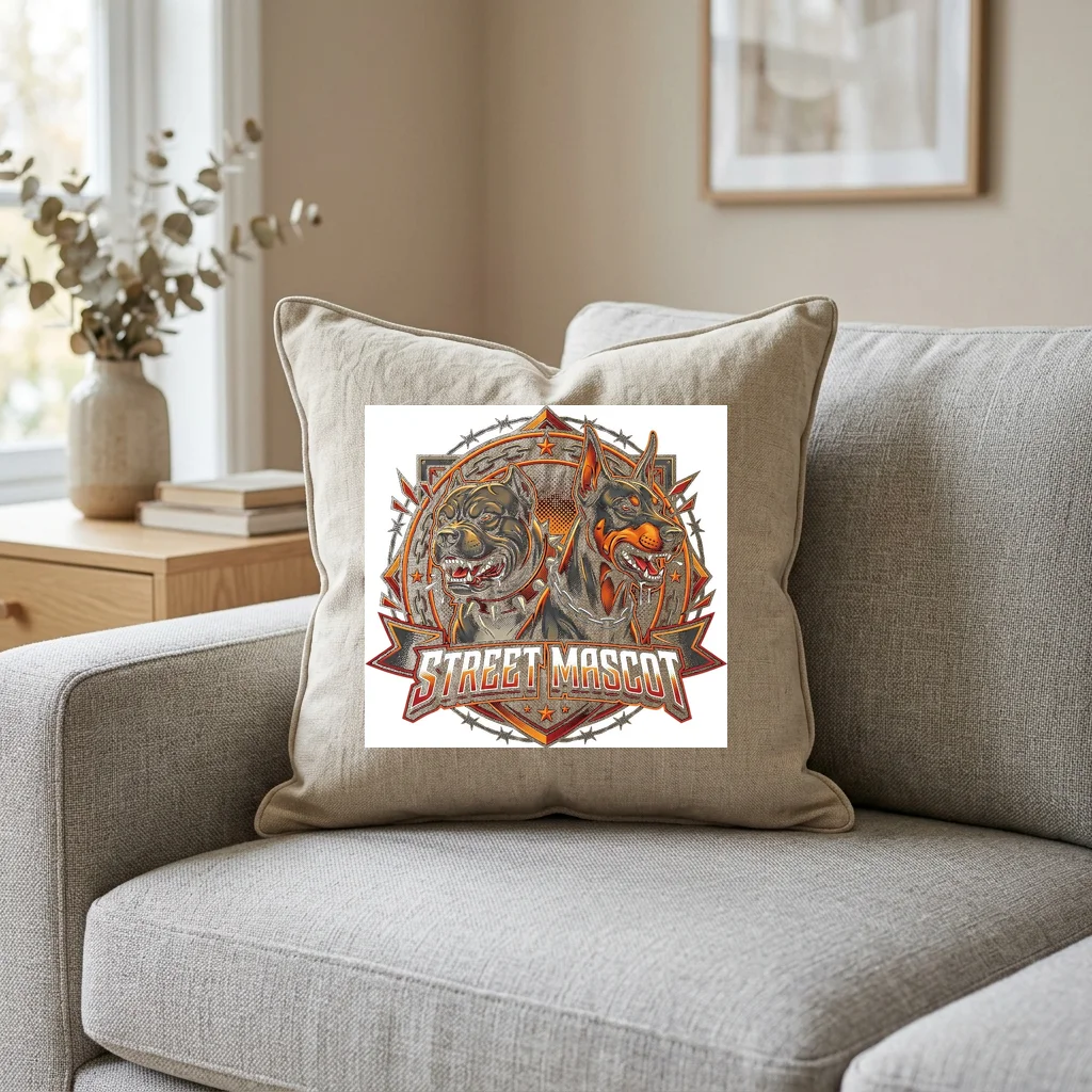 Global Underground Music Guild — Square Linen Throw Pillow 18x18 (Natural Linen)