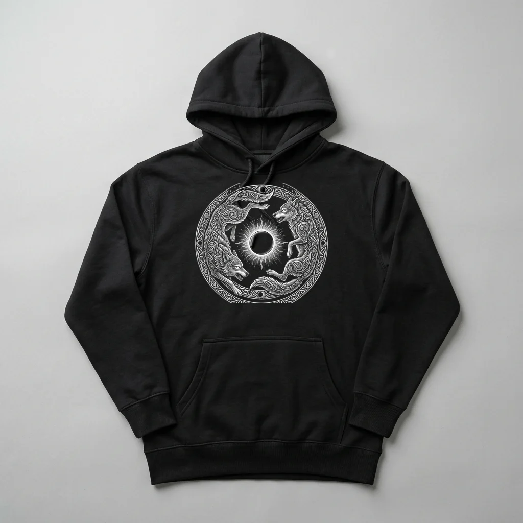 Block Junction Graphic — Heavyweight Pullover Hoodie (Charcoal Black)