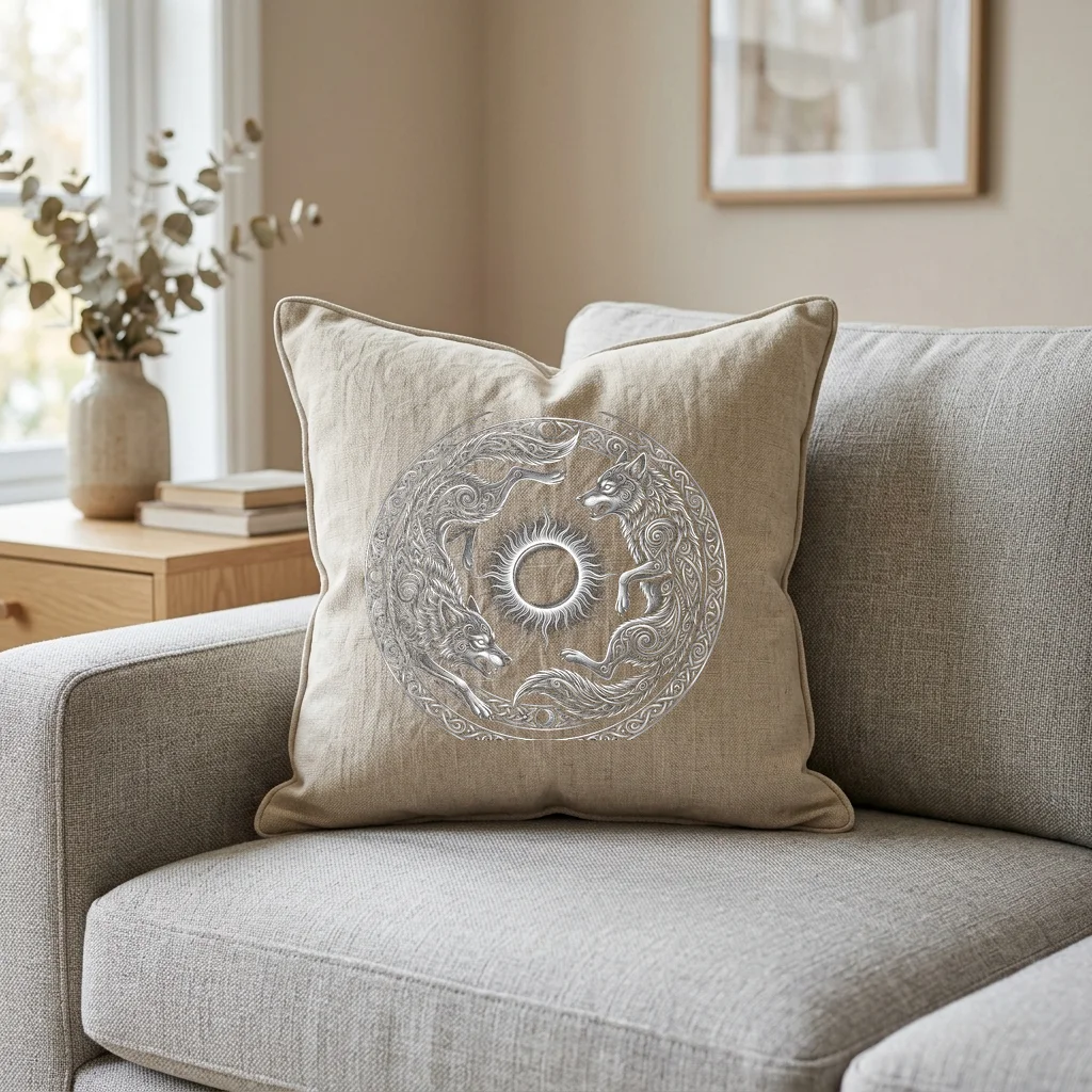 Block Junction Graphic — Square Linen Throw Pillow 18x18 (Natural Linen)
