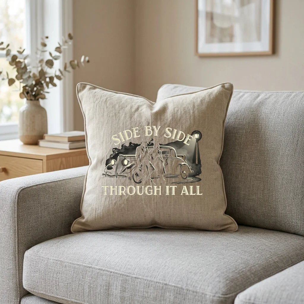 The Family Barcode / Street Label — Square Linen Throw Pillow 18x18 (Natural Linen)