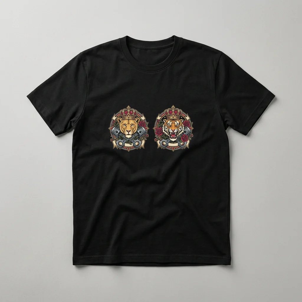 Biker Rocker Family Patch — Classic Streetwear T-Shirt (Jet Black)