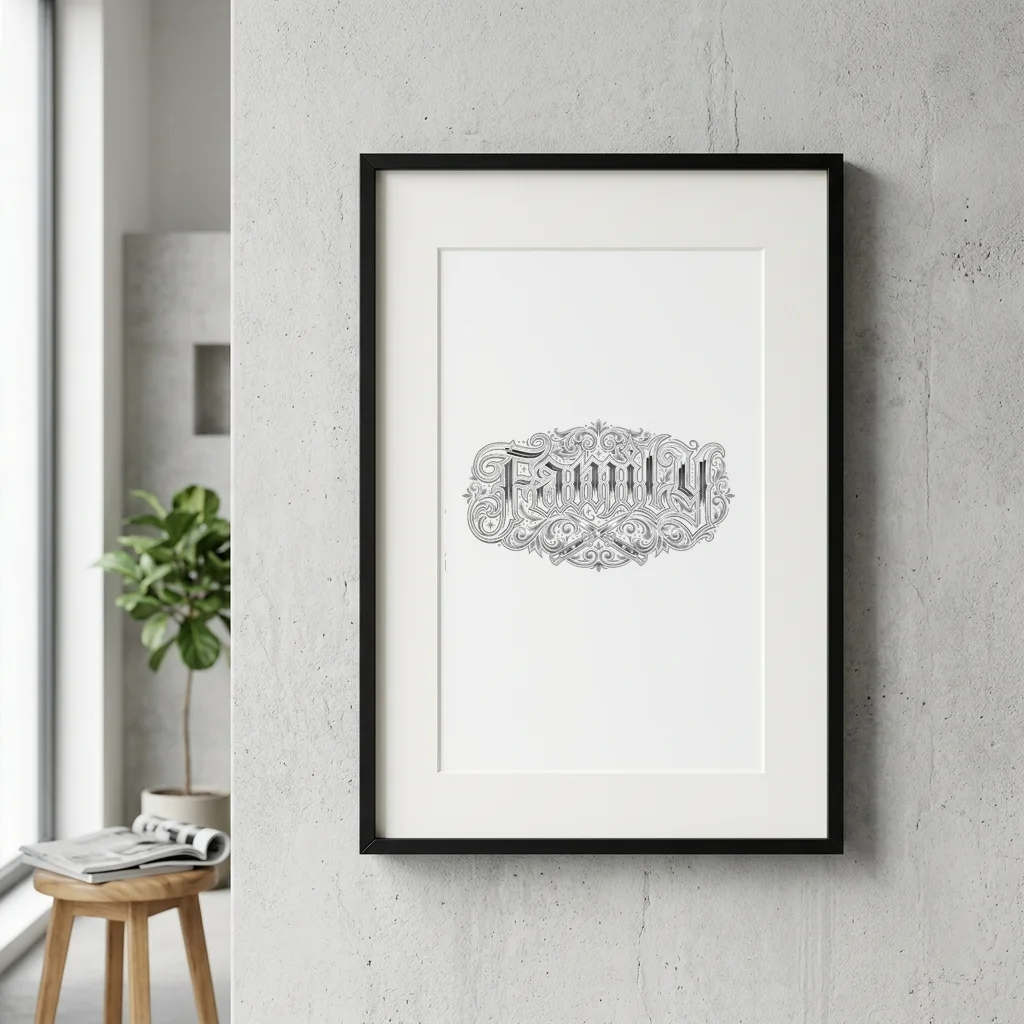 Gothic Dagger Heart Family — Gallery Framed Art Poster (Exhibition Frame)