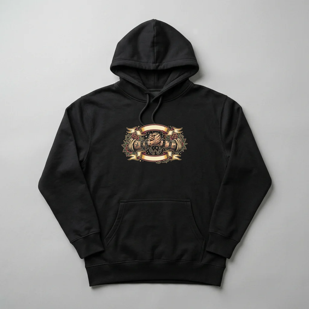 Spectral Stag Gothic Crewneck — Heavyweight Pullover Hoodie (Charcoal Black)