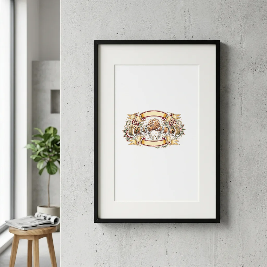 Spectral Stag Gothic Crewneck — Gallery Framed Art Poster (Exhibition Frame)