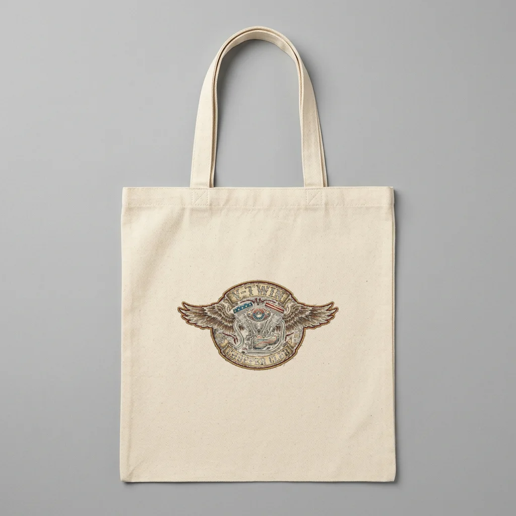 Liberty Skull with Aviators & Flag Bandana — Organic Cotton Canvas Tote Bag (Natural)