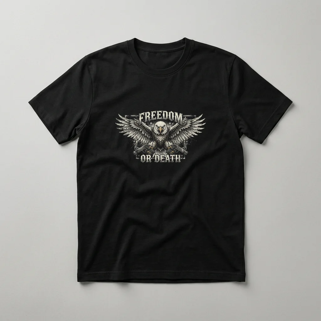 Liberty Skull with Aviators & Flag Bandana — Classic Streetwear T-Shirt (Jet Black)
