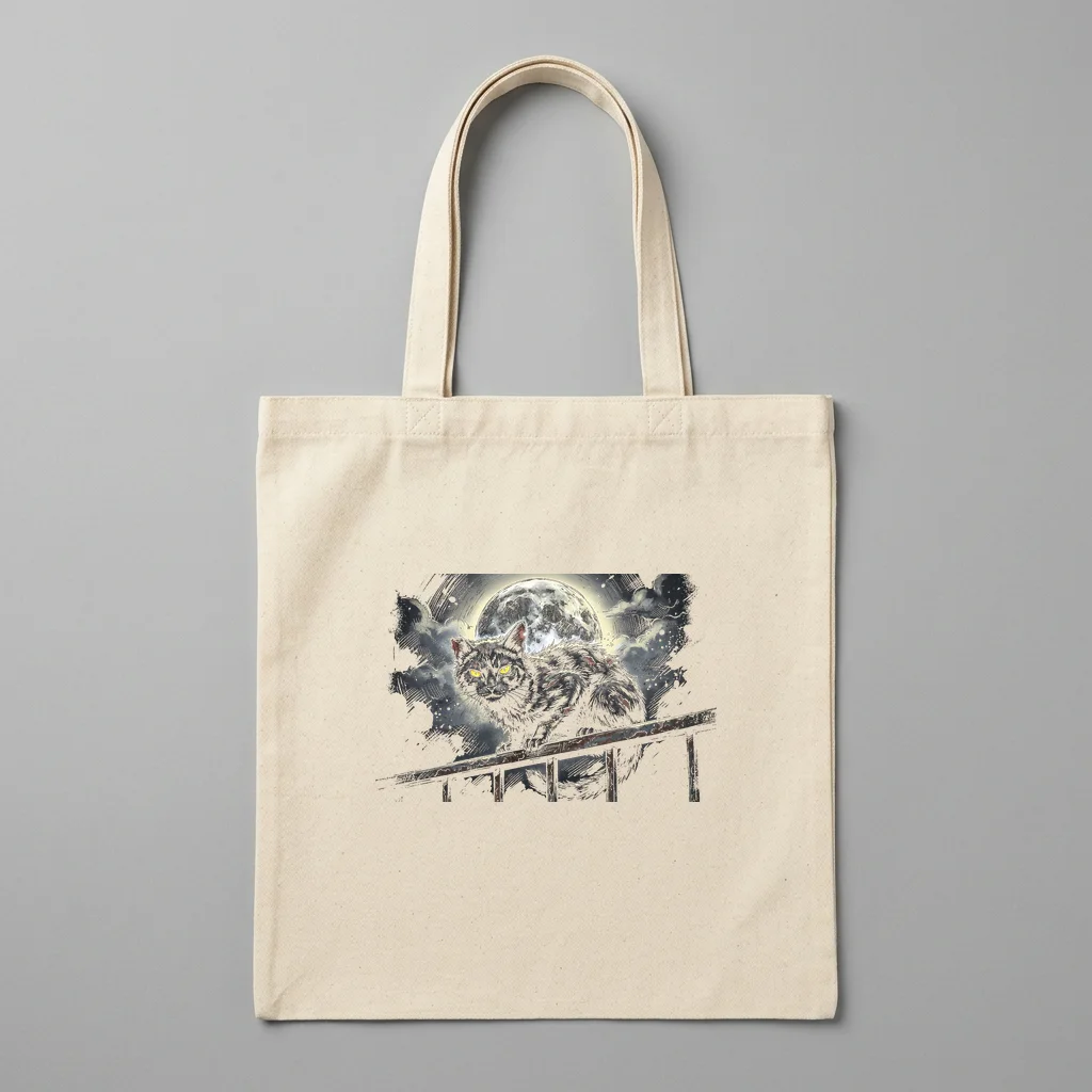 The Bone Harp's Quiet Guardian — Organic Cotton Canvas Tote Bag (Natural)