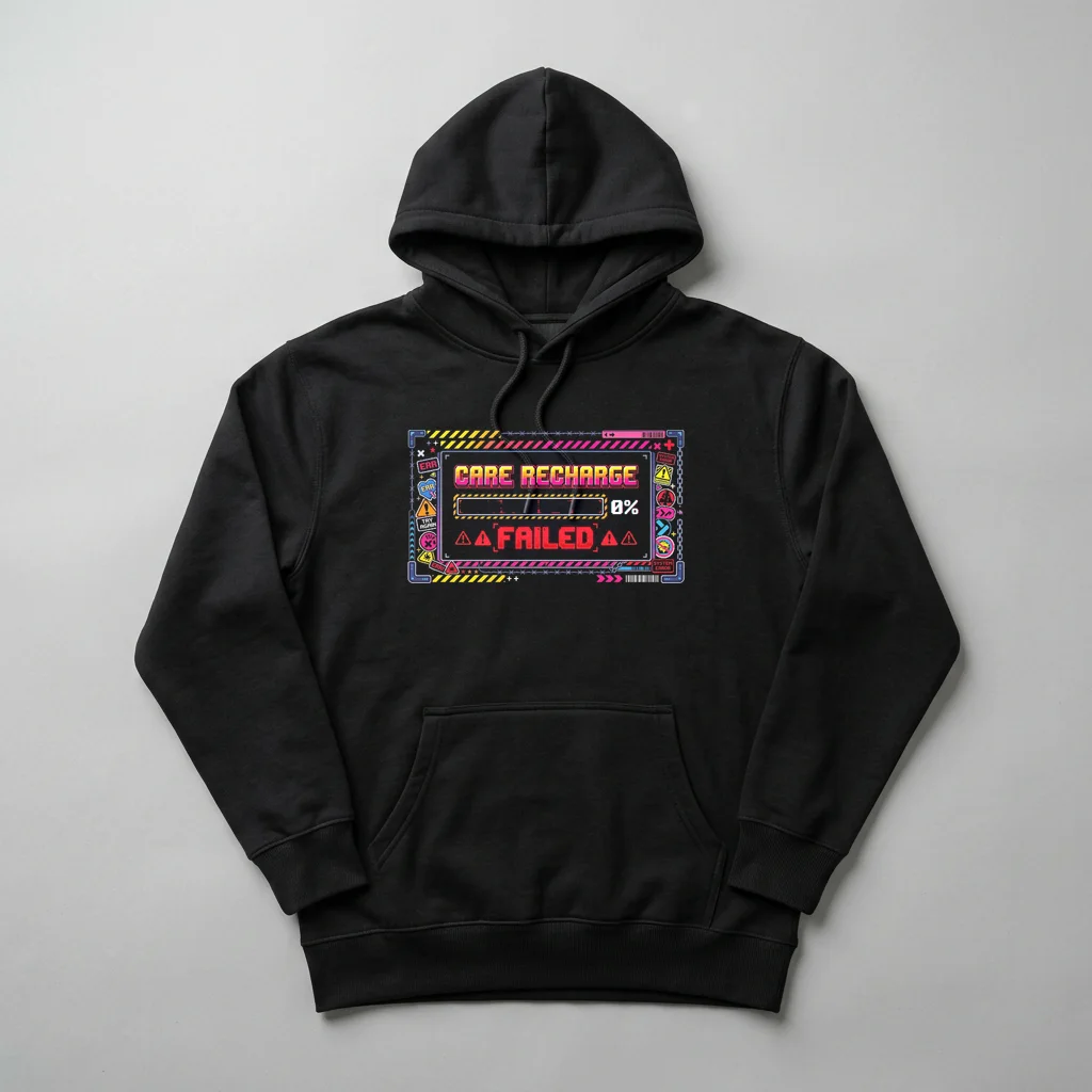 Neon Gateway Pixel Phone — Heavyweight Pullover Hoodie (Charcoal Black)