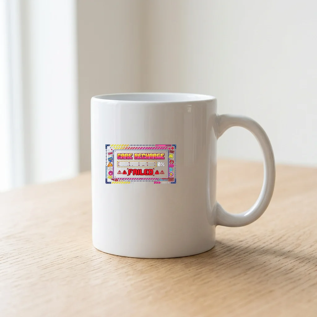 Neon Gateway Pixel Phone — Ceramic Coffee Mug 11oz (Glossy White)