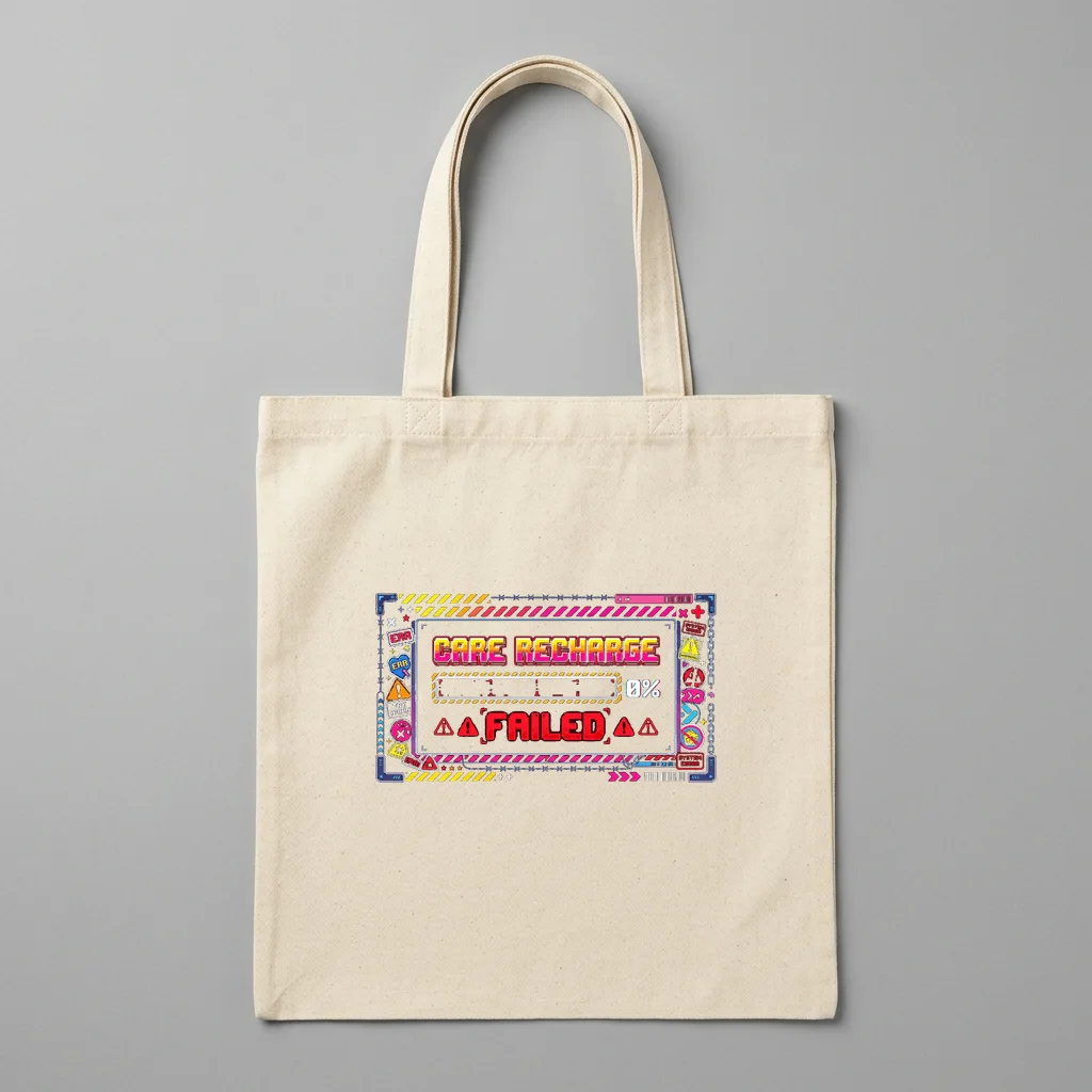 Neon Gateway Pixel Phone — Organic Cotton Canvas Tote Bag (Natural)