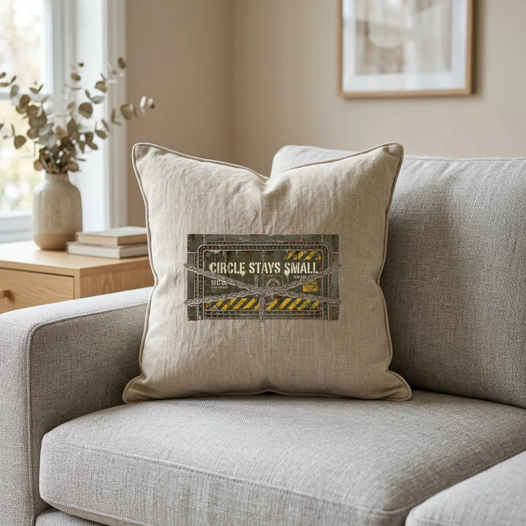 Sunset at the Gravity Laundromat — Square Linen Throw Pillow 18x18 (Natural Linen)