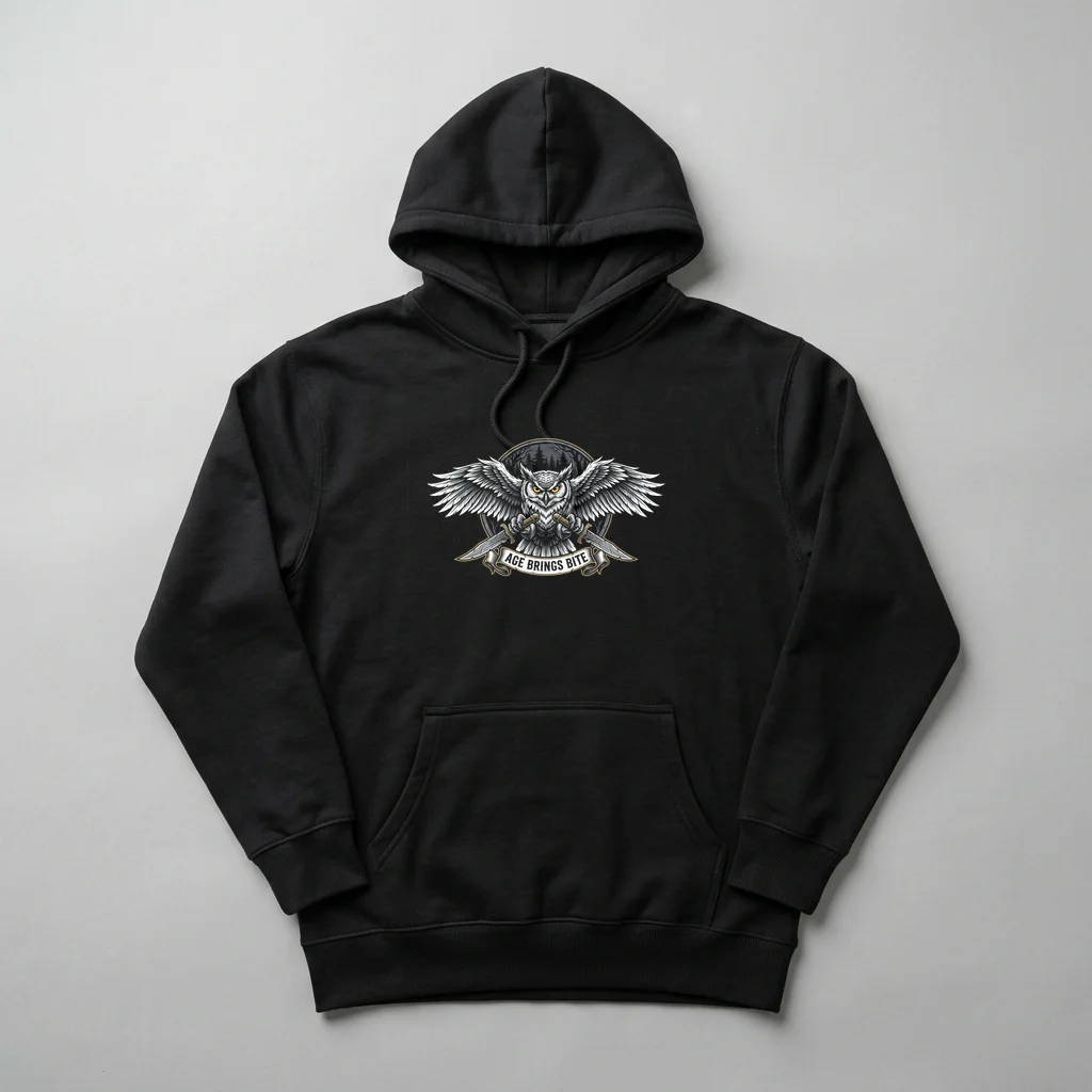 Shoulder Devil Whispering — Heavyweight Pullover Hoodie (Charcoal Black)