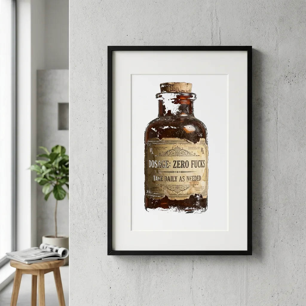 Measure Twice. Cuss Once. Heavyweight T-Shirt — Gallery Framed Art Poster (Exhibition Frame)
